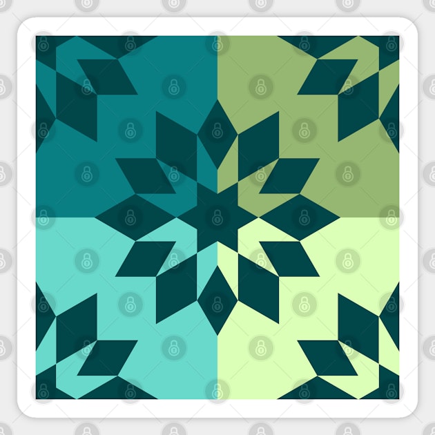 Green Star Pattern Sticker by Xiaoxiao Art